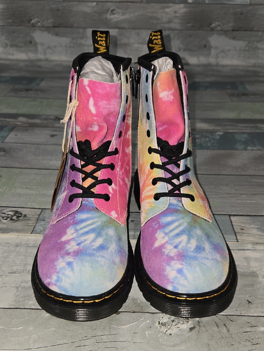 Dr. Martens Women's Tie-Dye Lace-Up Boots in Pink, Purple, Blue, Orange New Sz 6